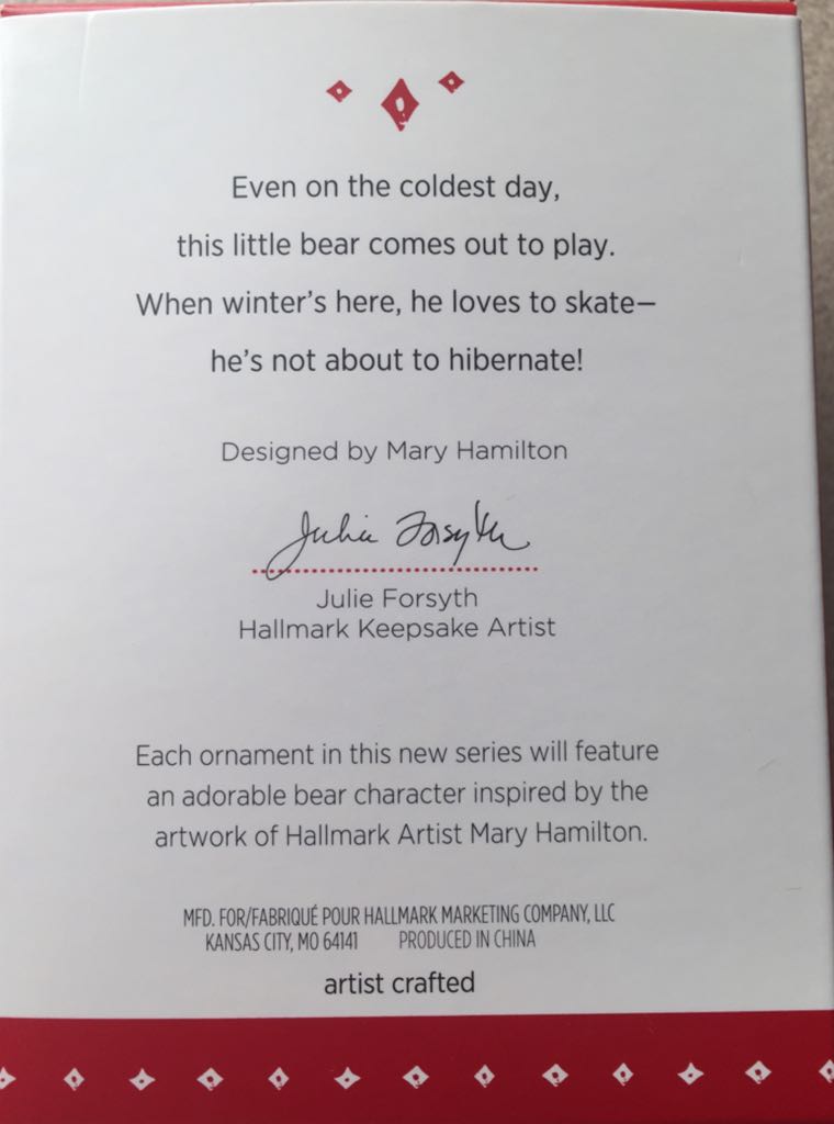 Can’t Wait To Skate # 1 QX9267 - Can’t Wait To Skate (Mary Hamilton’s Bears) ornament collectible [Barcode 763795983056] - Main Image 2