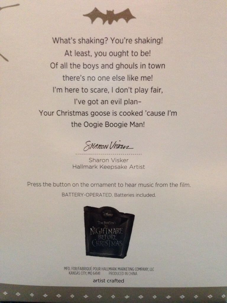 Nightmare Before Christmas 2015 Oogie Boogie - The Nightmare Before Christmas (Disney Tim Burton’s The Nightmare Before Christmas) ornament collectible [Barcode 763795986422] - Main Image 2