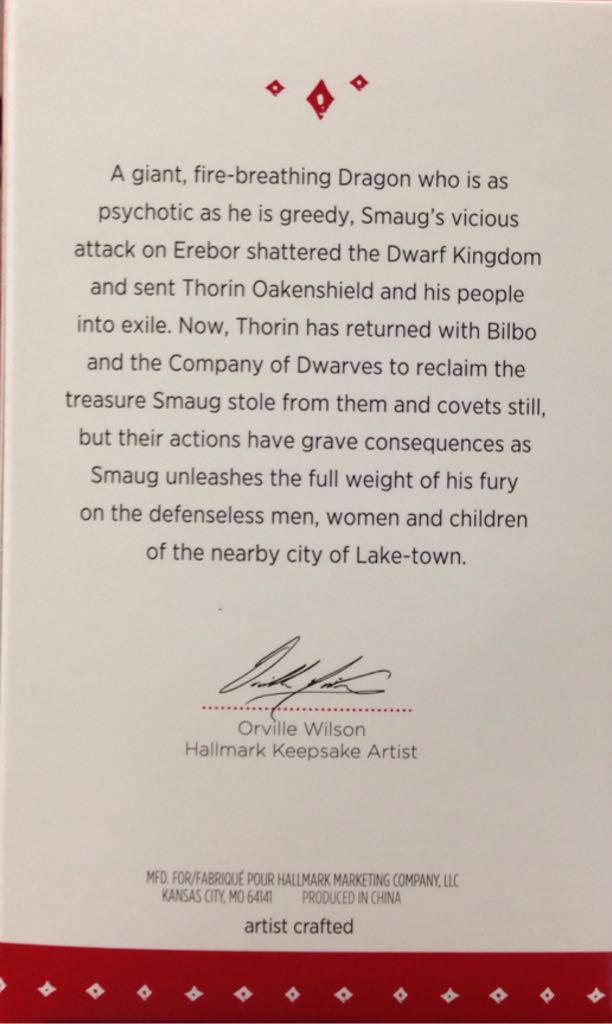 Smaug Awakens - Lord Of The Rings (The Hobbit) ornament collectible [Barcode 763795990313] - Main Image 2