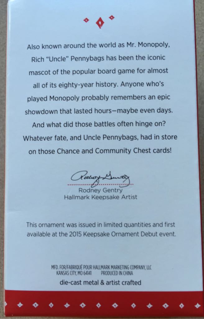 Rich ”Uncle” Pennybags - Toys & Games (Monopoly) ornament collectible [Barcode 763795994335] - Main Image 2