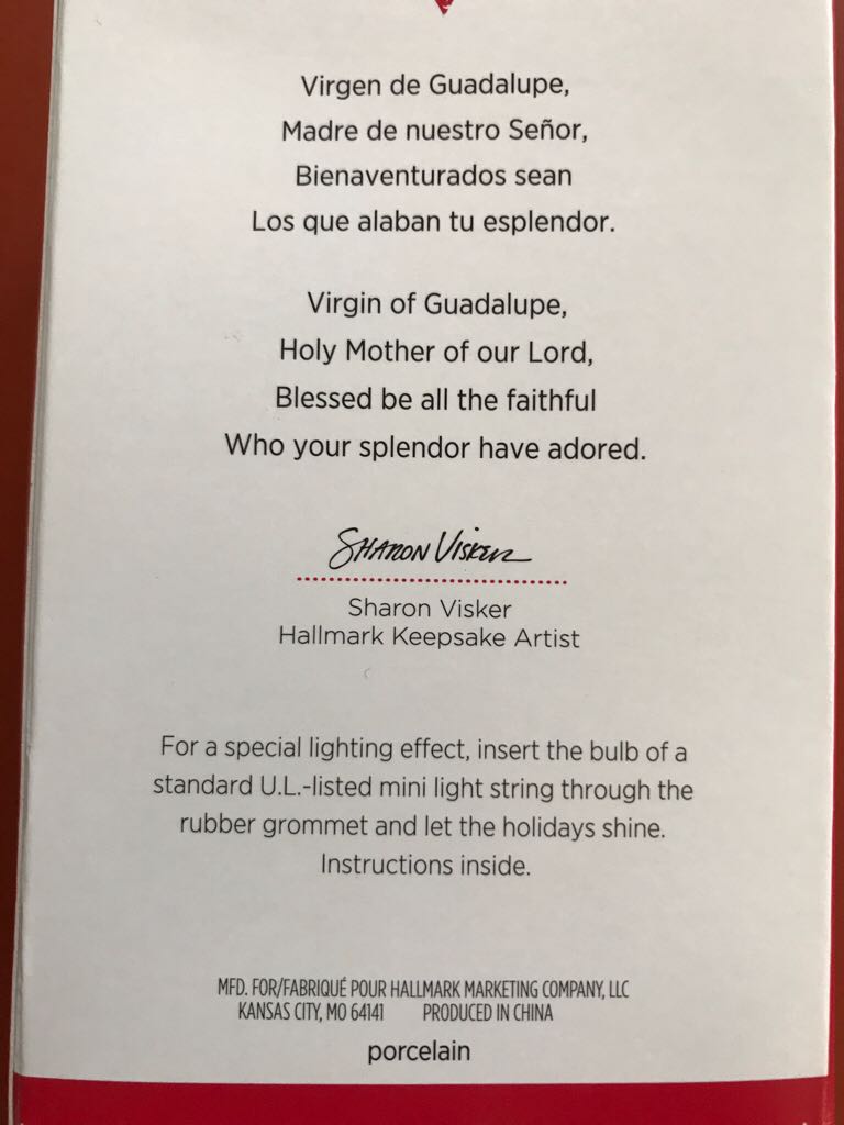 Our Lady Of Guadalupe  ornament collectible [Barcode 763795999941] - Main Image 2
