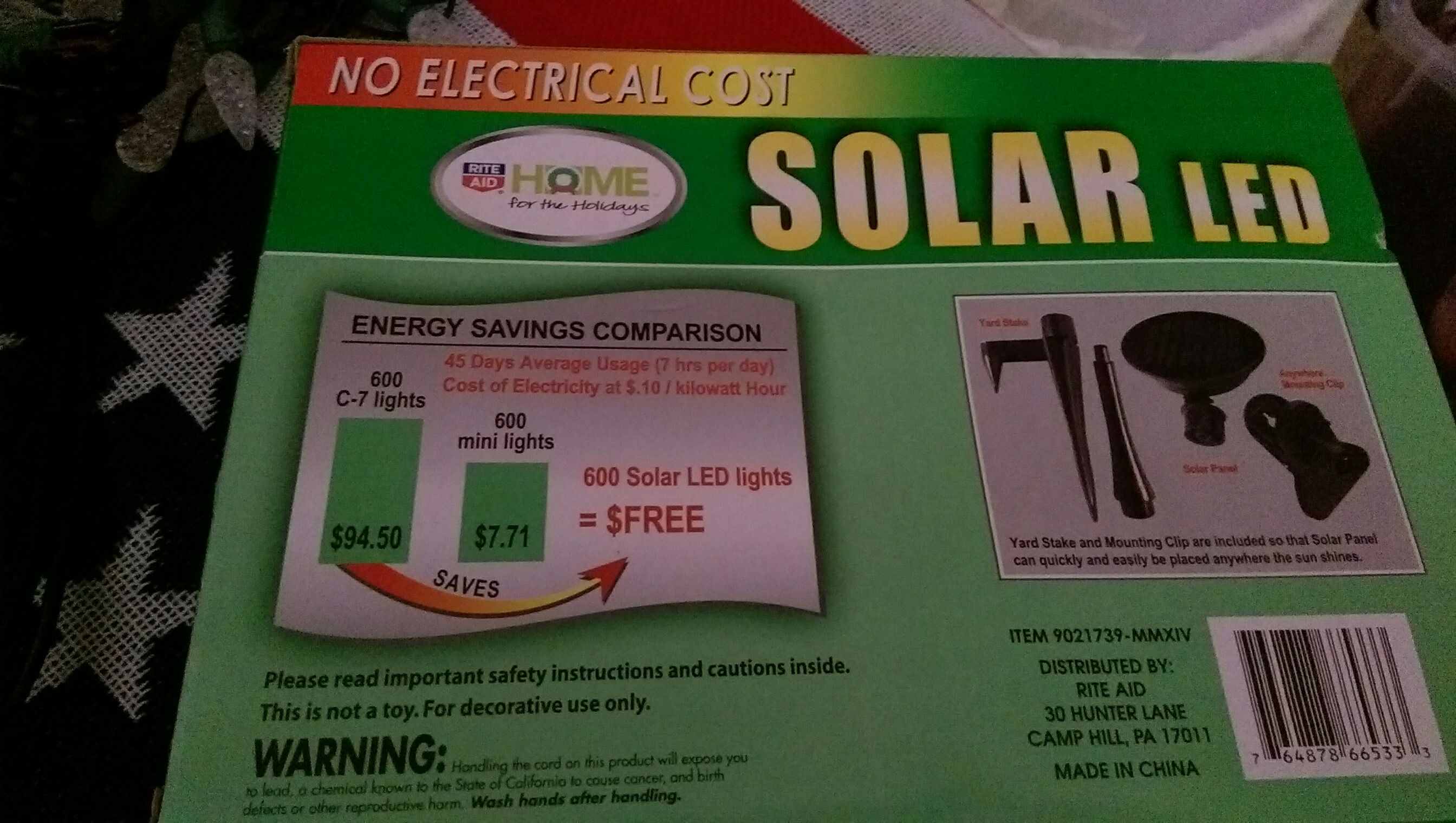 Solar LED 50 Red Lights  (Christmas Solar) ornament collectible [Barcode 764878665333] - Main Image 2