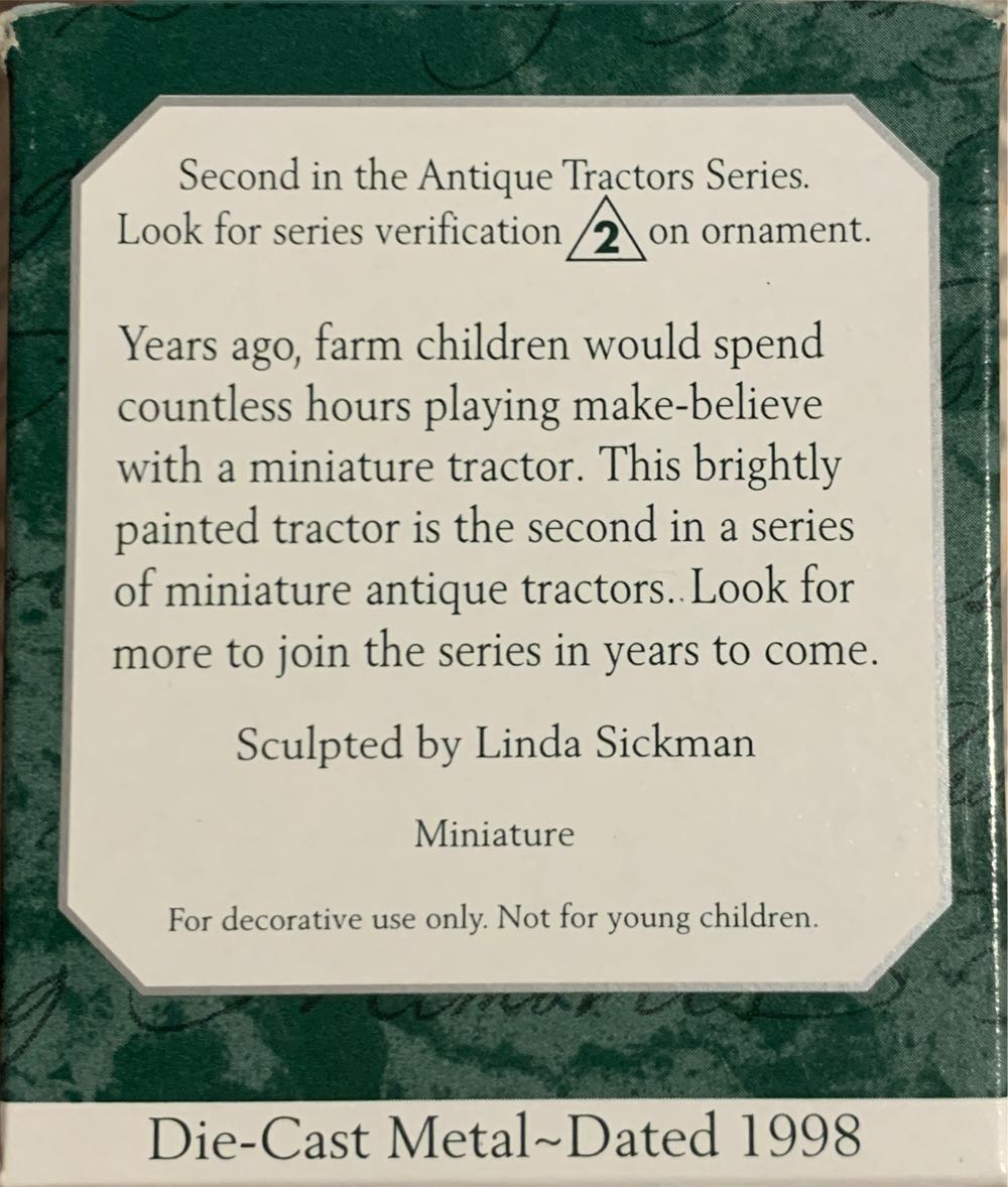 Miniature Antique Tractors #2 (1998) - Antique Tractors (Tractors) ornament collectible [Barcode 015012430684] - Main Image 2