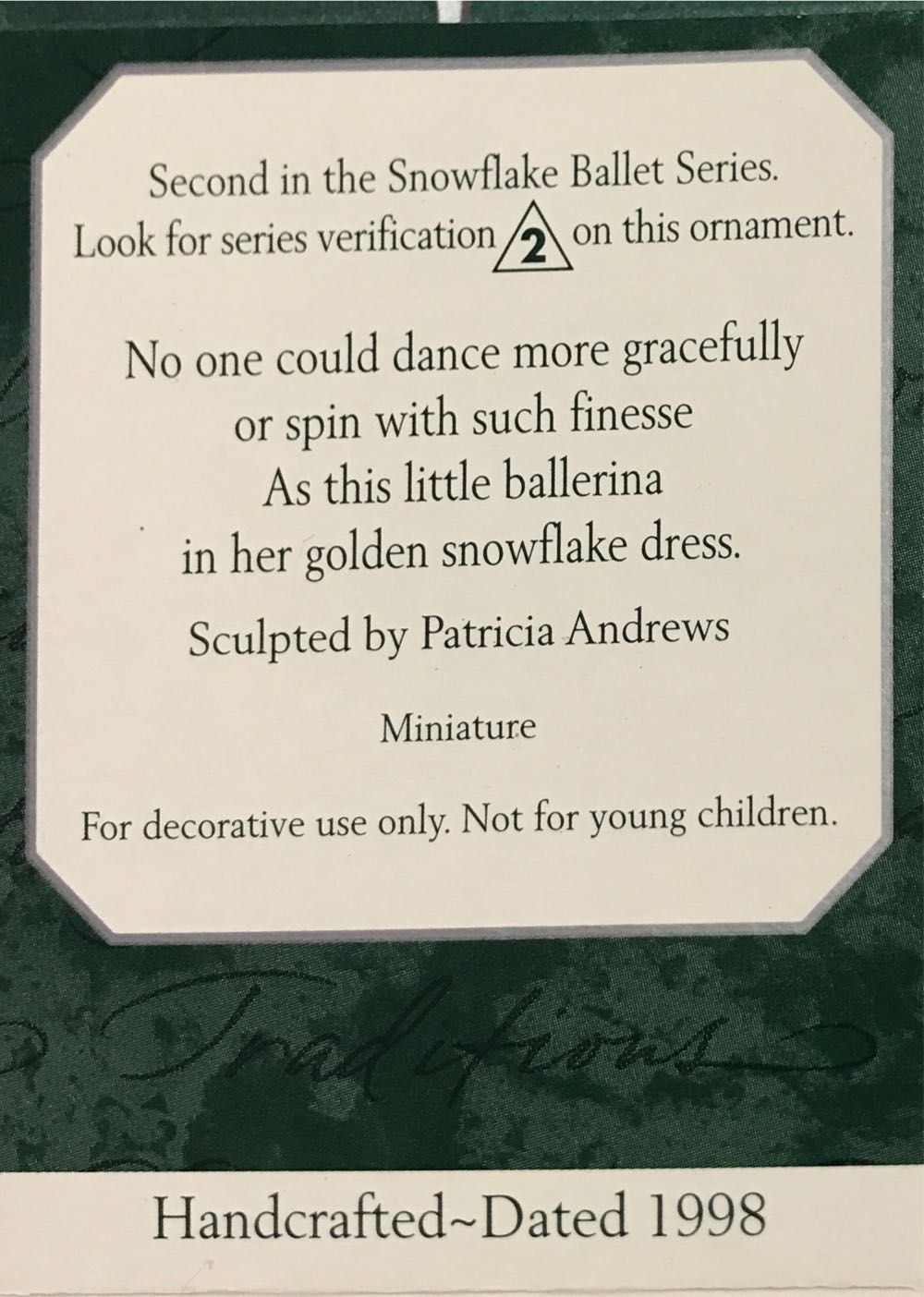 Snowflake Ballet - Snowflake Ballet Miniature (Ballet) ornament collectible [Barcode 015012430691] - Main Image 2