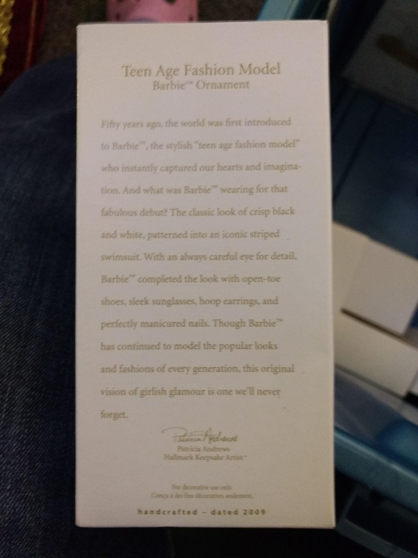 Teen Age Fashion Model Barbie Ornament  (Barbie 50th Anniversary) ornament collectible [Barcode 794902089729] - Main Image 2