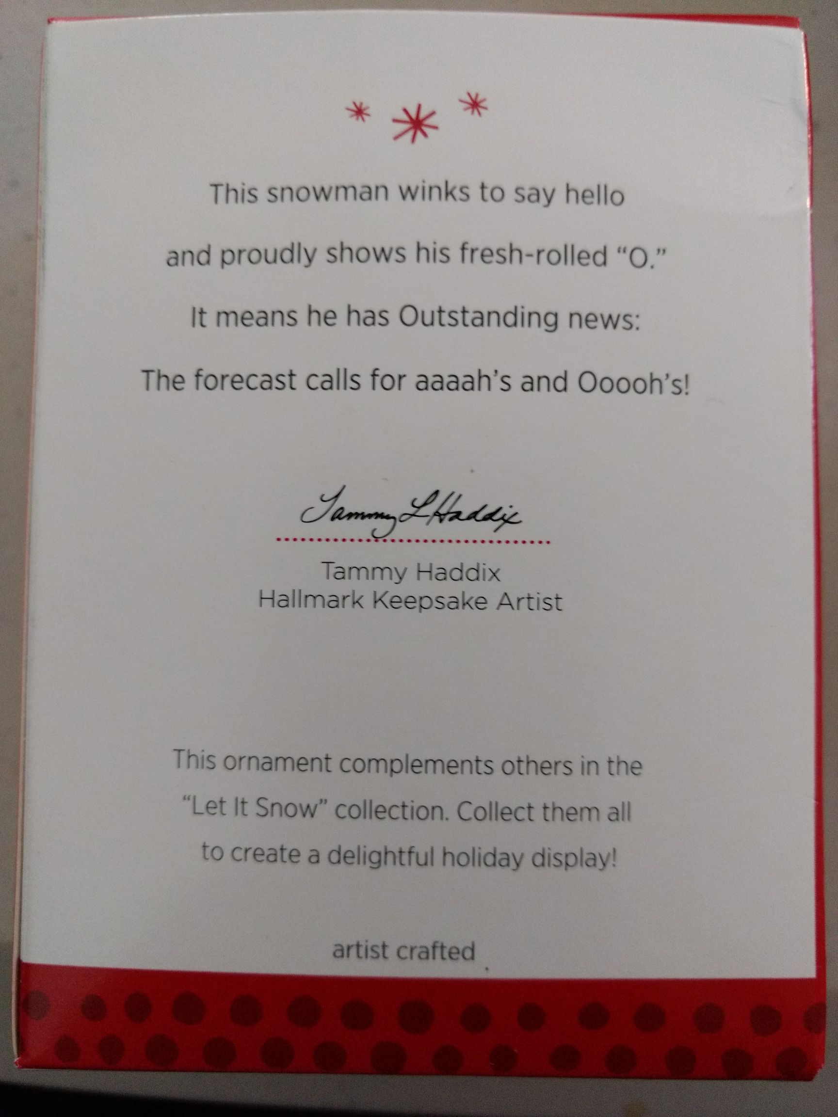 "O” is for Ooooh!  (Let It Snow) ornament collectible [Barcode 795001372798] - Main Image 2