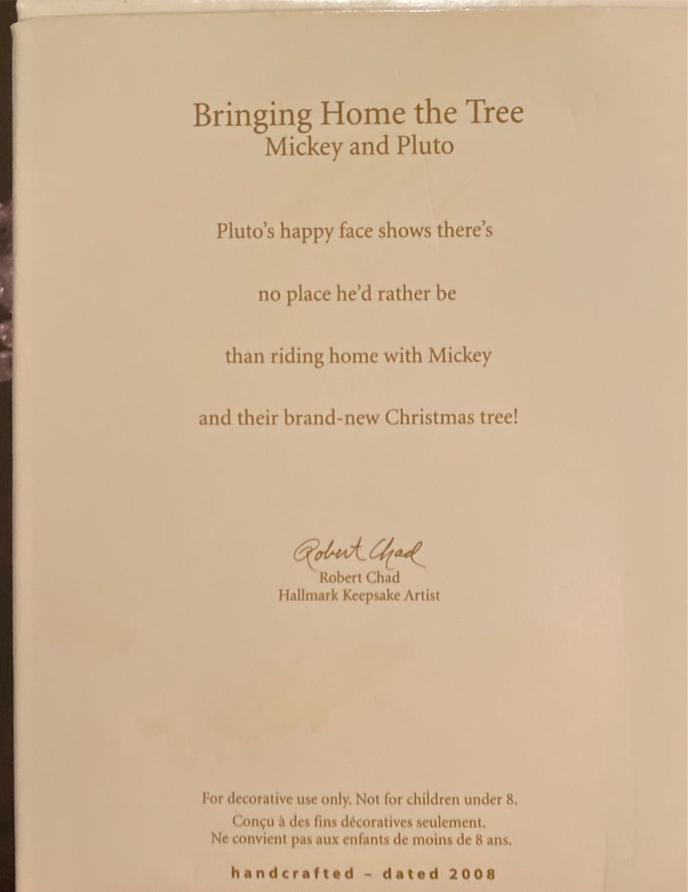 Bringing Home The Tree - Disney (Mickey) ornament collectible [Barcode 795902017620] - Main Image 2