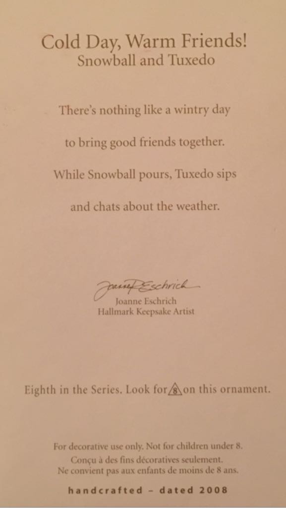 Snowball And Tuxedo 2008 - Snow Buddies (Snowball And Tuxedo) ornament collectible [Barcode 795902019013] - Main Image 2