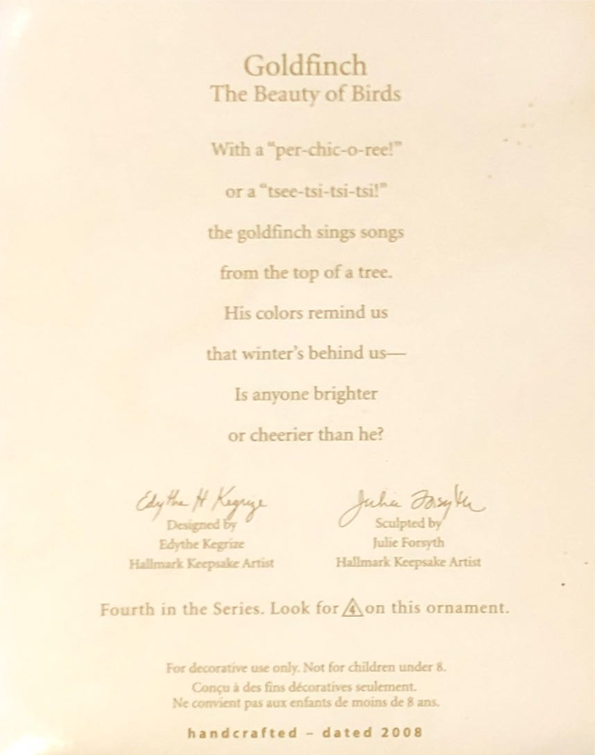Goldfinch - Beauty Of Birds (Birds) ornament collectible [Barcode 795902019020] - Main Image 2