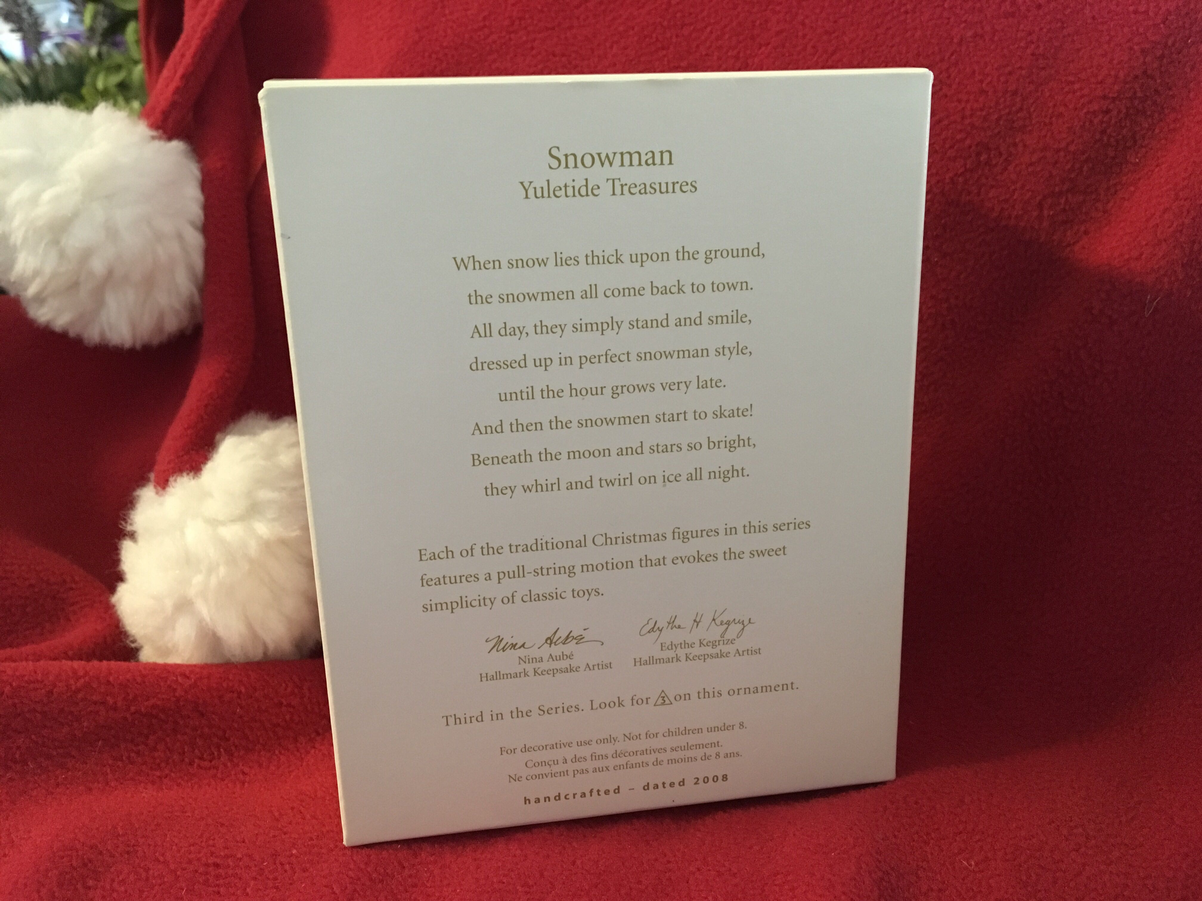 Snowman - Yuletide Treasures (Pull String) ornament collectible [Barcode 795902019099] - Main Image 2