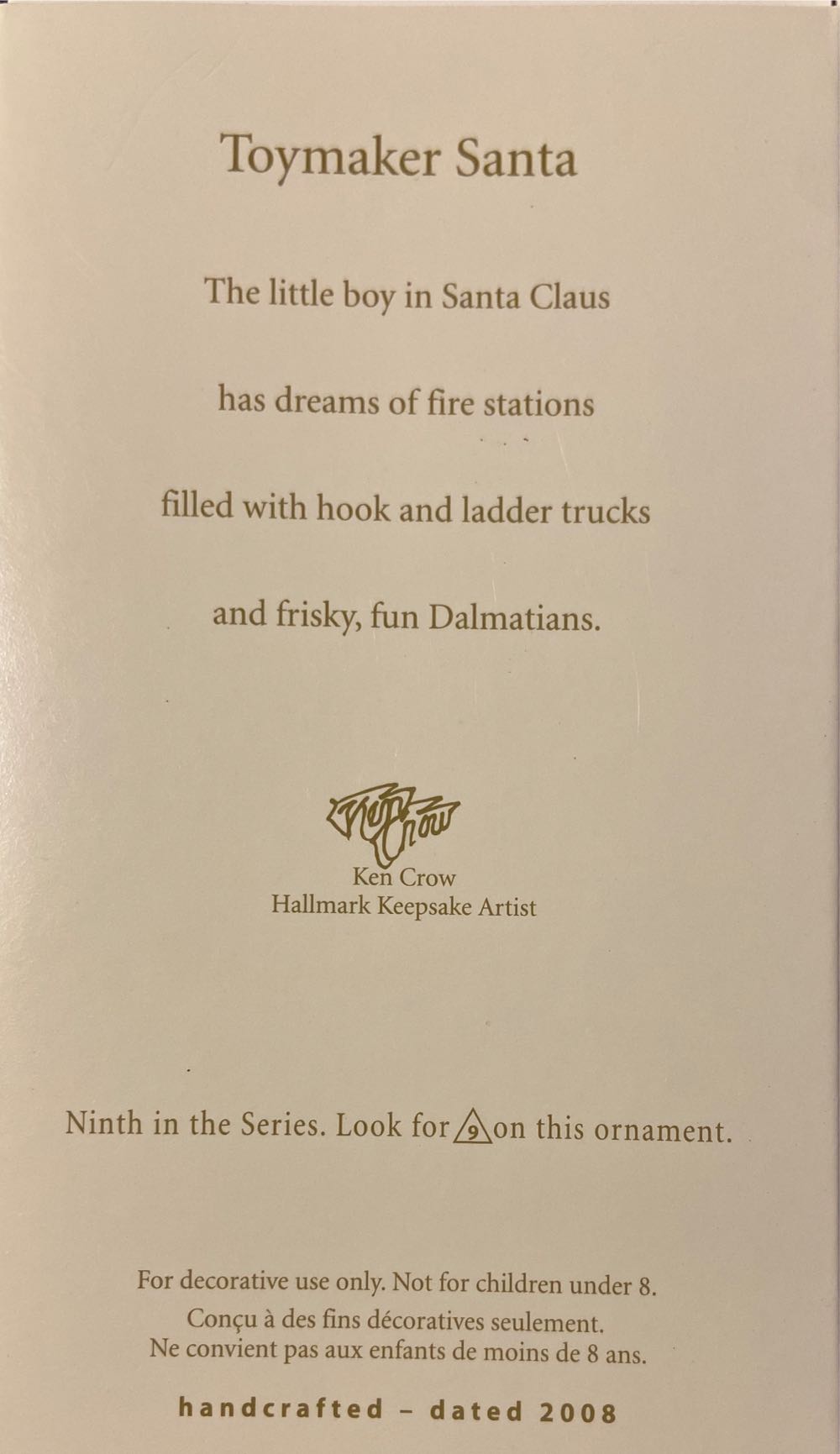 Toymaker Santa #9 - Toymaker Santa (Santa) ornament collectible [Barcode 795902019105] - Main Image 2