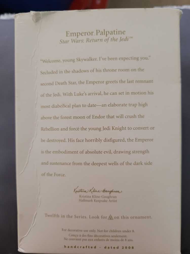 Star Wars 2008 Emperor Palpatine - Star Wars (Star Wars: Return Of The Jedi) ornament collectible [Barcode 795902019112] - Main Image 2