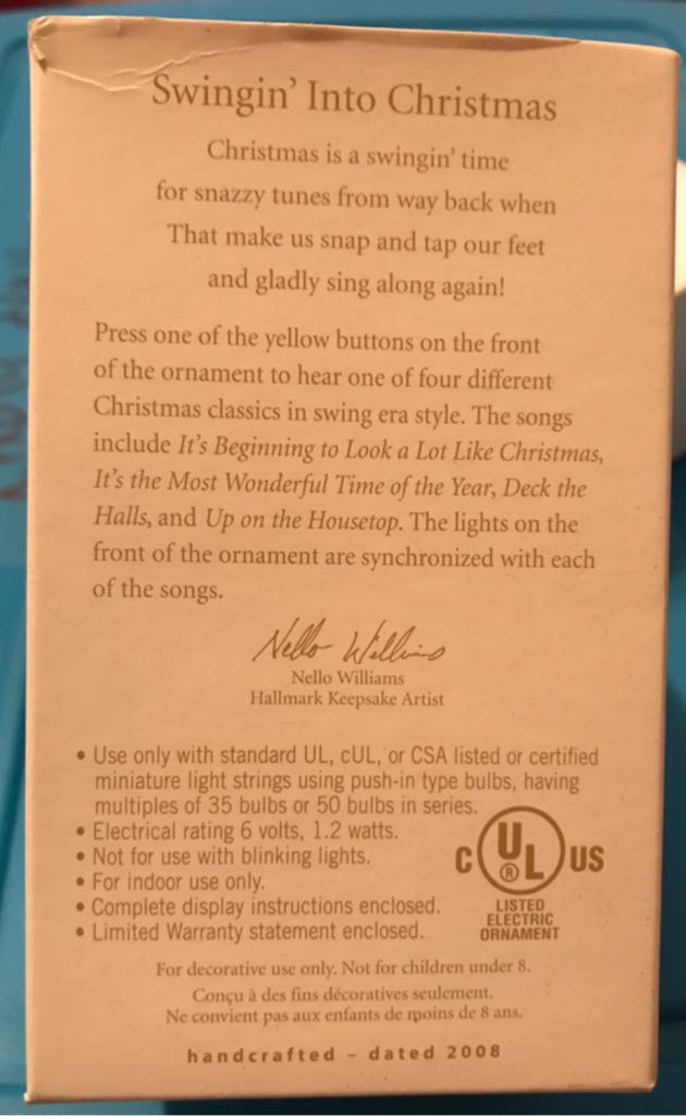 Swingin Into Christmas - Nellco (Music Jukebox) ornament collectible [Barcode 795902019280] - Main Image 2