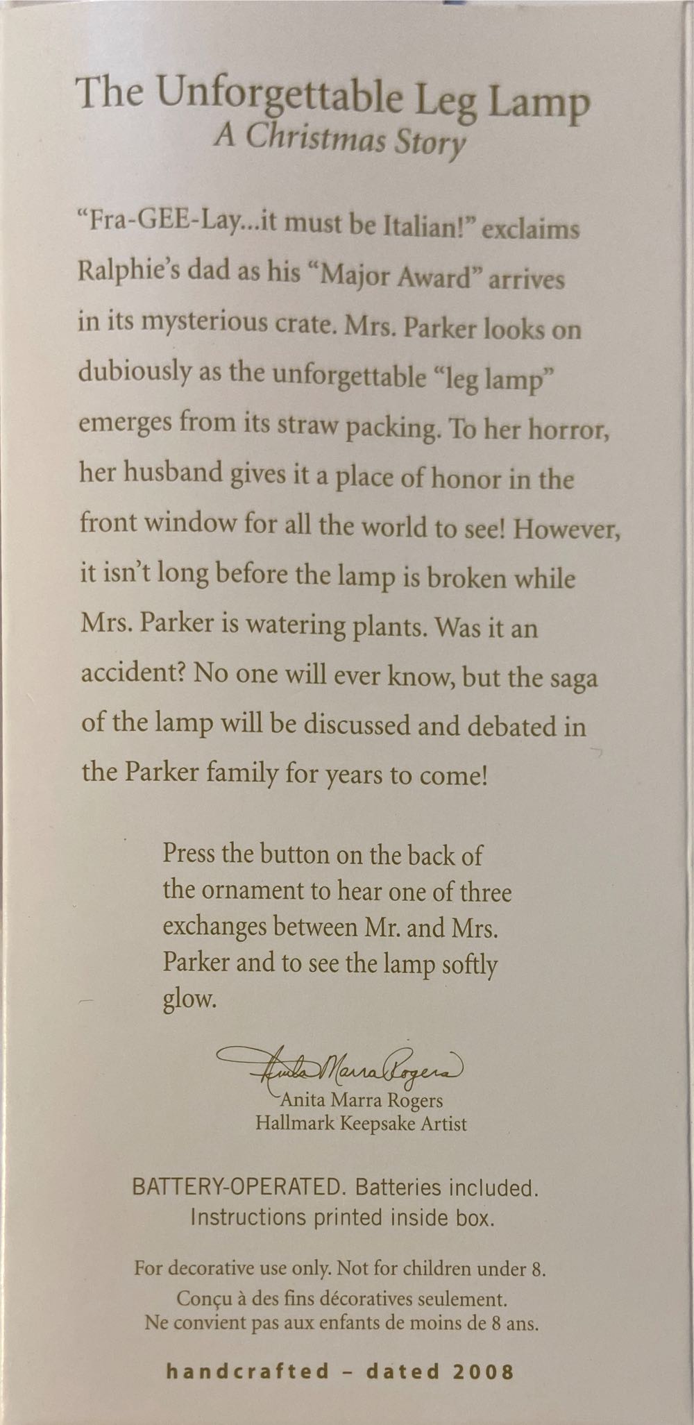 2008 The Unforgettable Leg Lamp - A Christmas story (Magic Sound) ornament collectible [Barcode 795902020958] - Main Image 3