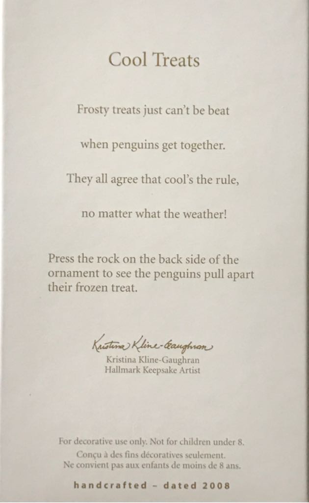 Playful Penguins Cool Treats 2008 - Kris’s Penguins (Penguins) ornament collectible [Barcode 795902022242] - Main Image 2