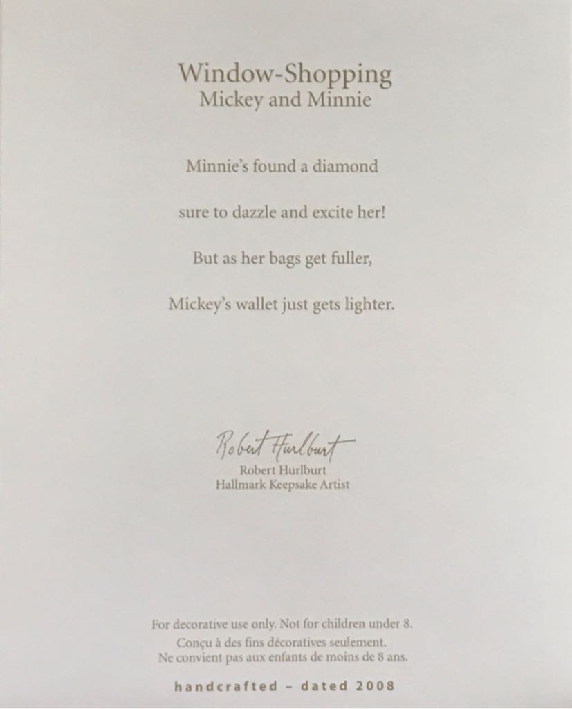 Window Shopping Mickey And Minnie - Mickey & Minnie (Disney) ornament collectible [Barcode 795902023324] - Main Image 2