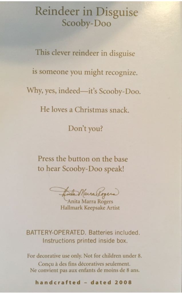 Reindeer in Disguise - Pop Culture Collection (Scooby-Doo Christmas / Reindeer disguise (cartoon TV character)) ornament collectible [Barcode 795902024062] - Main Image 2