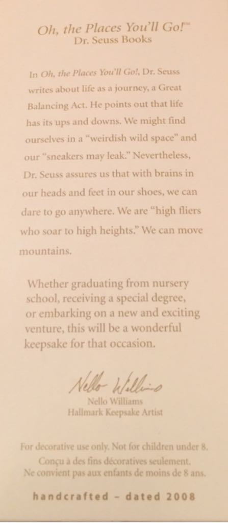 The Places You Will Go  (Dr Suess) ornament collectible [Barcode 795902024130] - Main Image 2