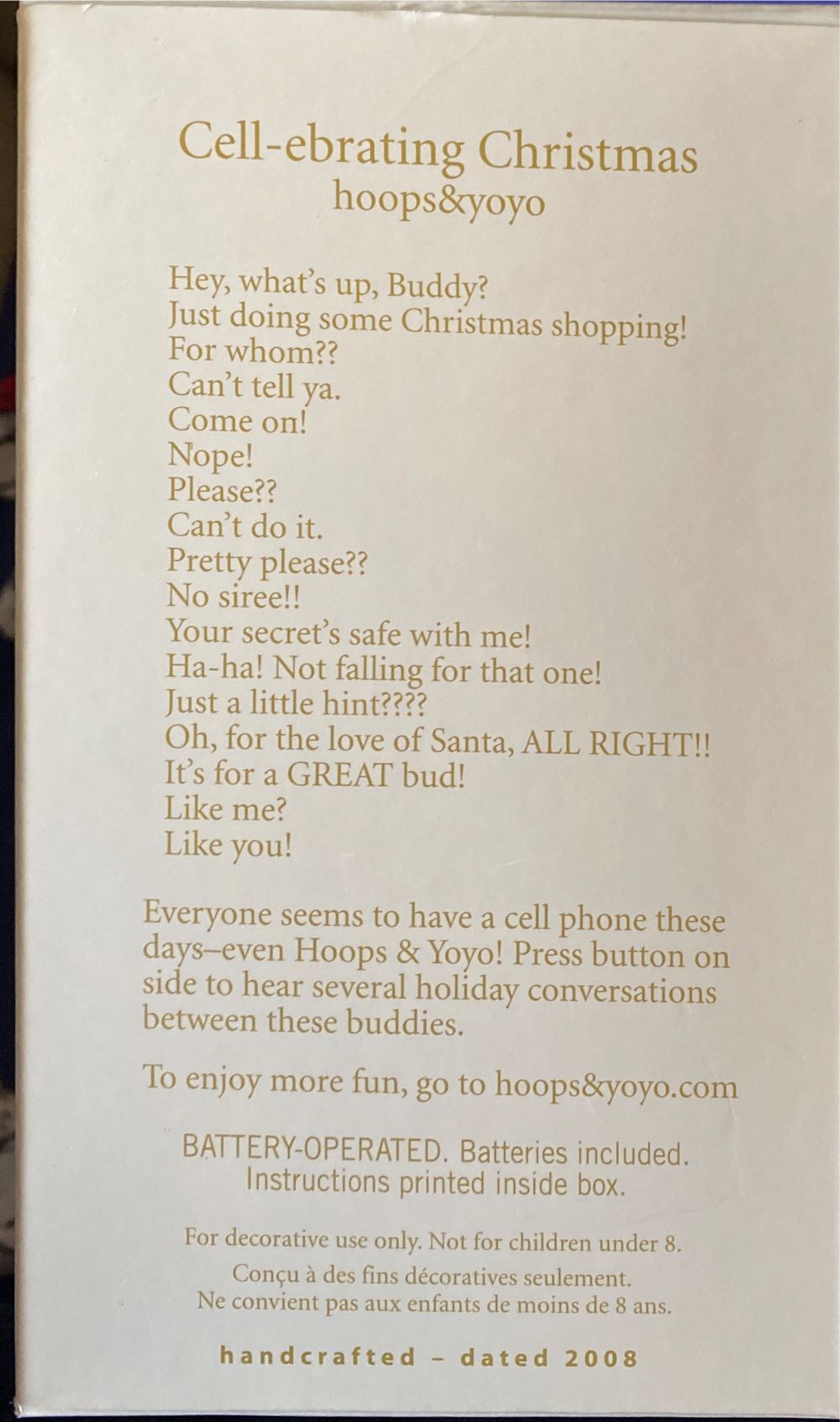 Hoops & Yoyo (2008) Cell-ebrating Christmas 🐶 - Hoops & Yoyo (Hallmark) ornament collectible [Barcode 795902024888] - Main Image 2