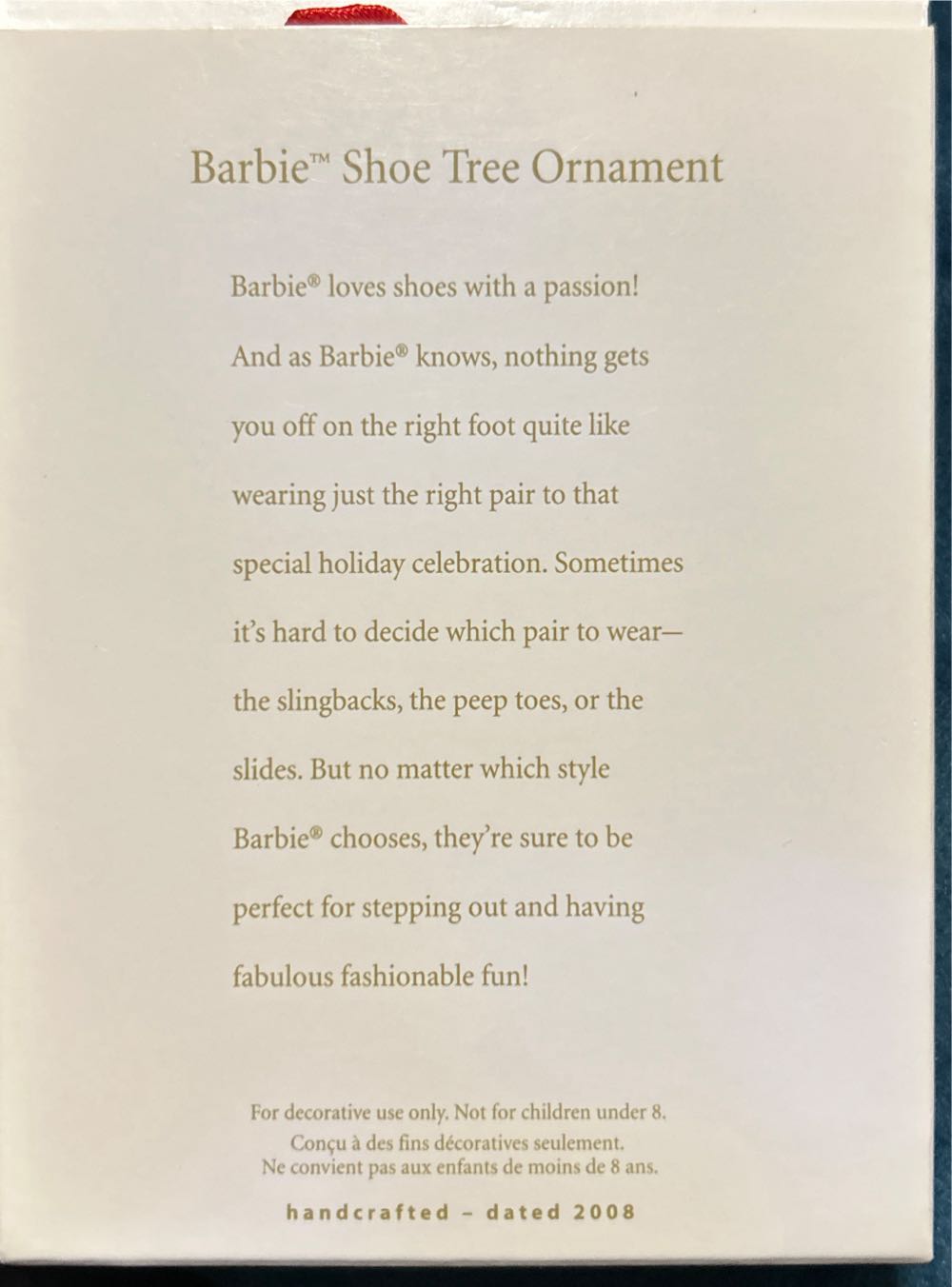 Barbie Shoe Tree Ornament - Shoes (Barbie) ornament collectible [Barcode 795902027230] - Main Image 2