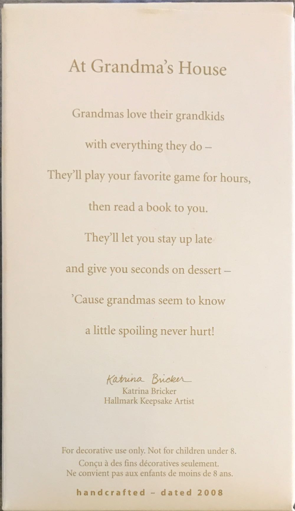 At Grandmas House - Home Decorations (Keepsake) ornament collectible [Barcode 795902027612] - Main Image 2