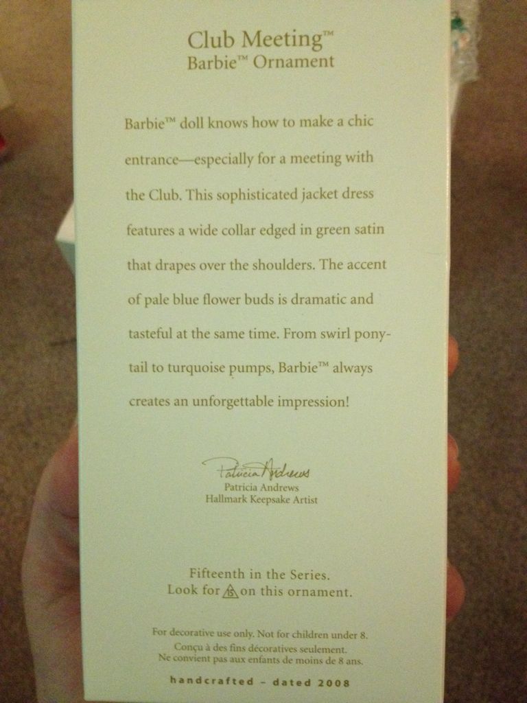 2008 Club Meeting Barbie #15 - Barbie (Doll) ornament collectible [Barcode 795902031855] - Main Image 2