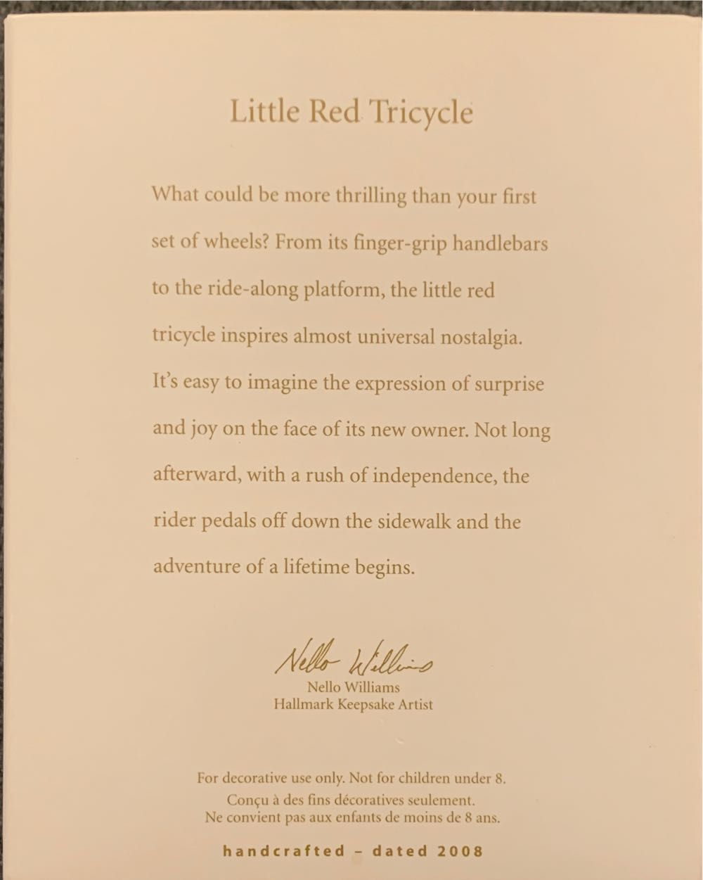 Little Red Tricycle - Toys (Tricycles) ornament collectible [Barcode 795902031862] - Main Image 2