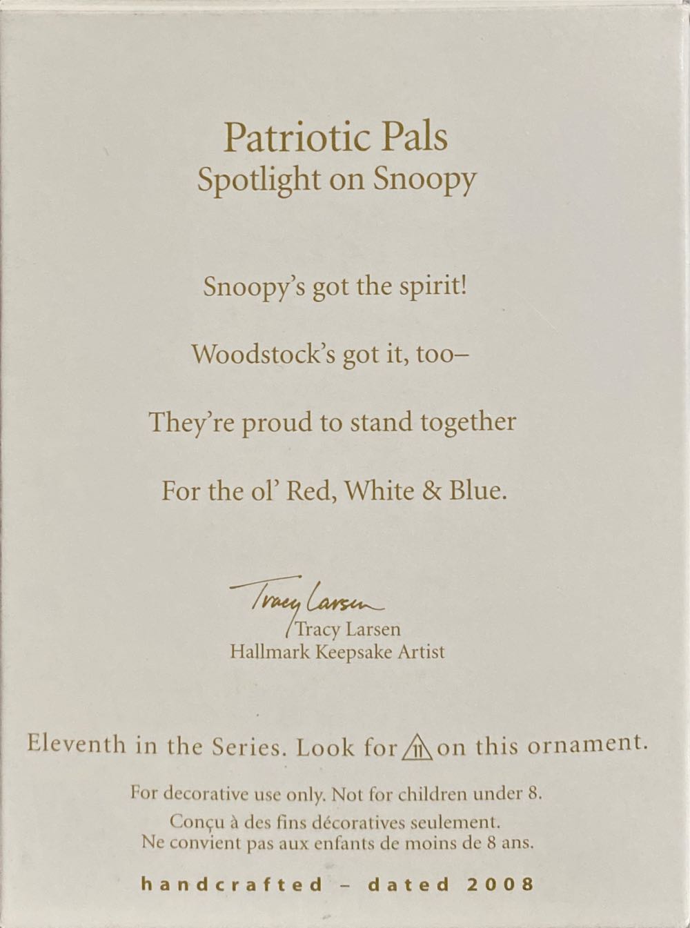 #11 Patriotic Pals - Spotlight On Snoopy (The Peanuts Gang) ornament collectible [Barcode 795902033569] - Main Image 2