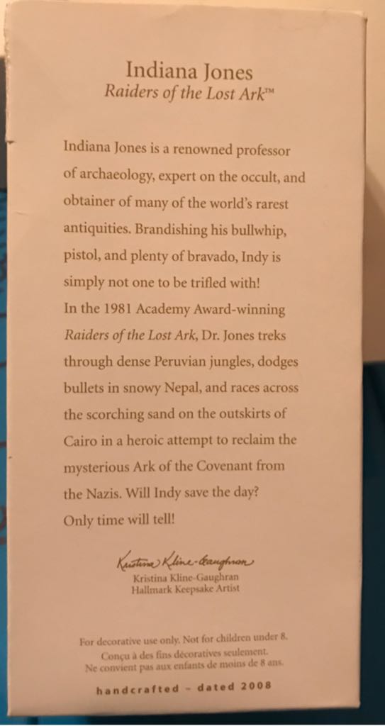 Indiana Jones 2008 - Keepsake (Raiders Of The Lost Ark) ornament collectible [Barcode 795902034993] - Main Image 2