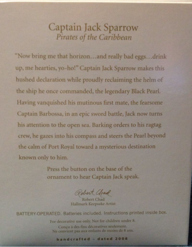 Captain Jack Sparrow - Pirate s of the Caribbean (Disney) ornament collectible [Barcode 795902036379] - Main Image 2