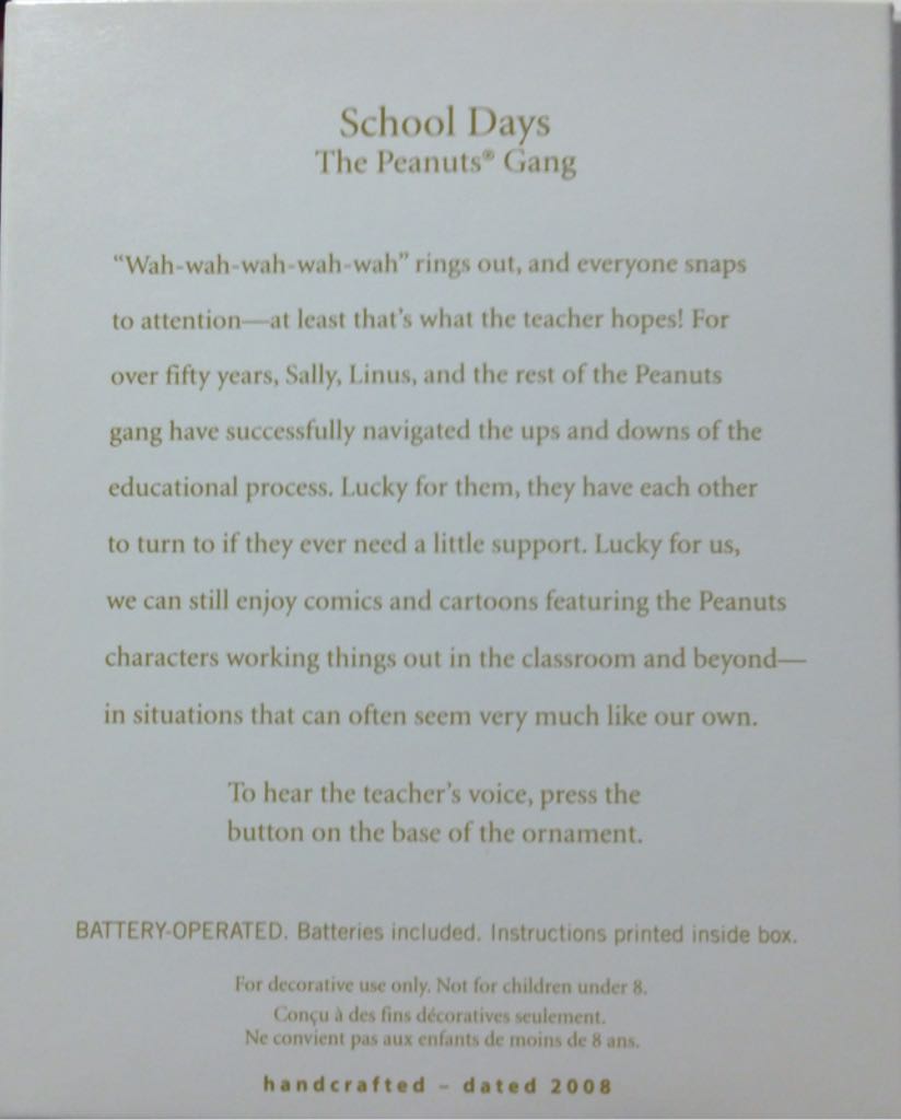 School Days - The Peanuts Gang (Peanuts) ornament collectible [Barcode 795902036492] - Main Image 2