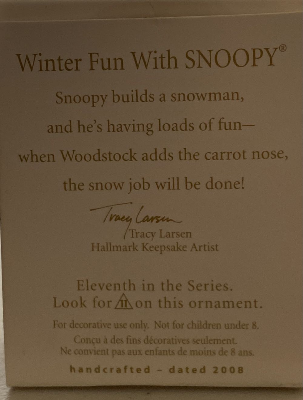 #11 Winter Fun With Snoopy - Winter Fun With Snoopy (Hallmark Keepsake Miniature) ornament collectible [Barcode 795902036676] - Main Image 2