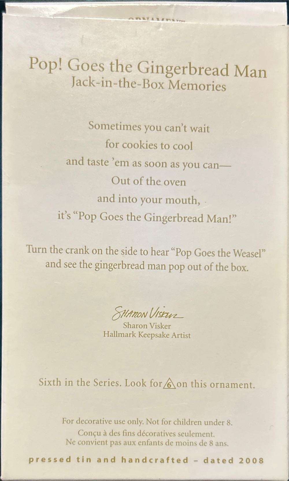 Jack In The Box Memories-Pop! goes the gingerbread man 6th In The Series - Jack-in-the-Box Memories (Keepsake Series) ornament collectible [Barcode 795902037321] - Main Image 2