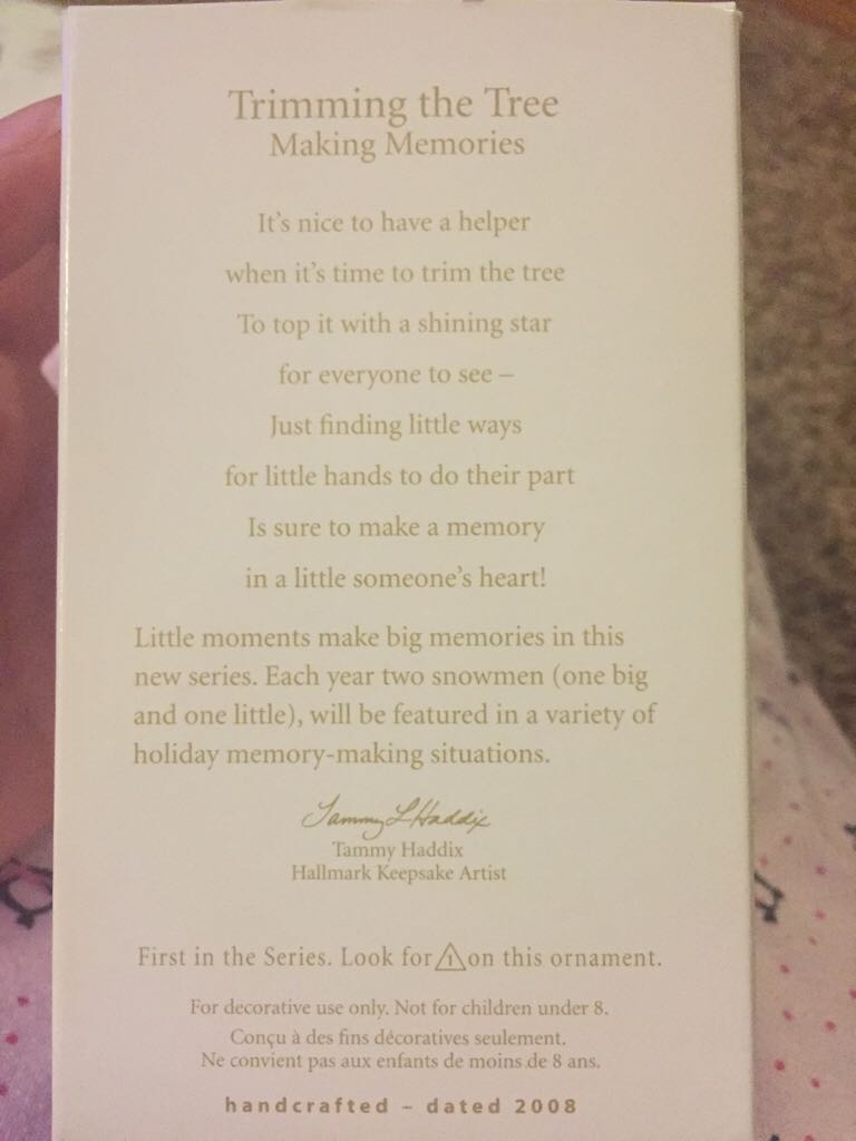 Trimming The Tree - Making Memories #1 - Making Memories (Snowman) ornament collectible [Barcode 795902037352] - Main Image 2