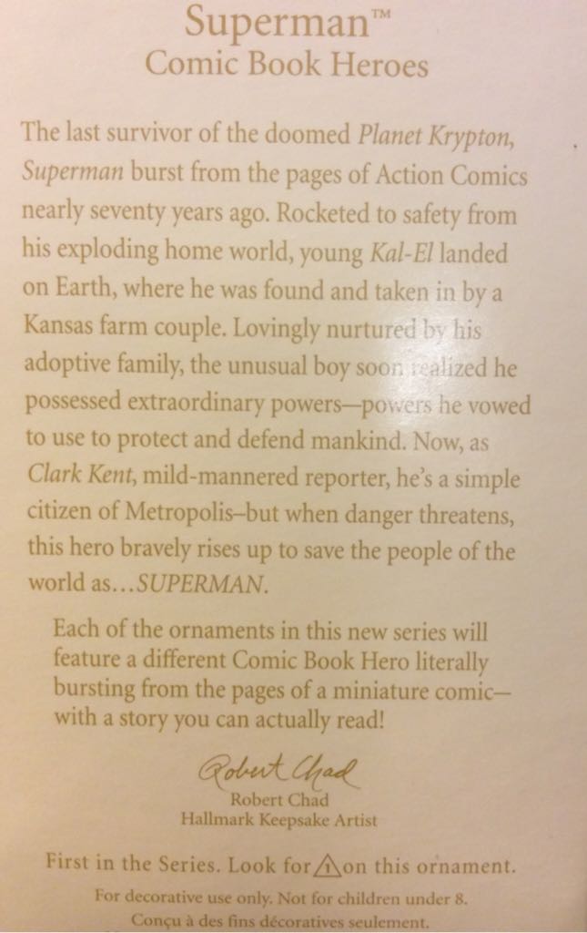 Superman Comic Book Heroes - Superman (Superheroes) ornament collectible [Barcode 795902037369] - Main Image 2