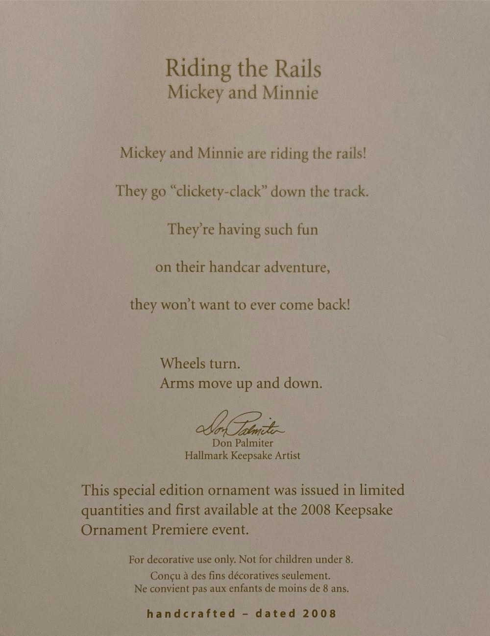 Riding The Rails - Disney - Mickey and Minnie (Disney - Mickey & Minnie) ornament collectible [Barcode 795902038960] - Main Image 2