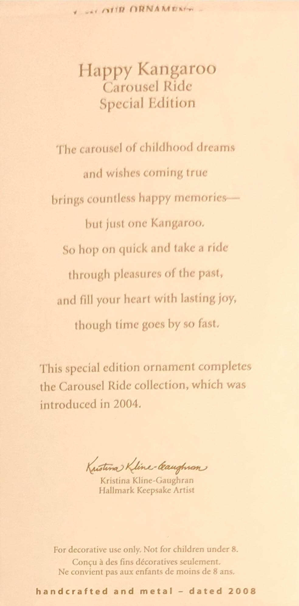 Happy Kangaroo - Carousel Ride (Carousel) ornament collectible [Barcode 795902038977] - Main Image 3