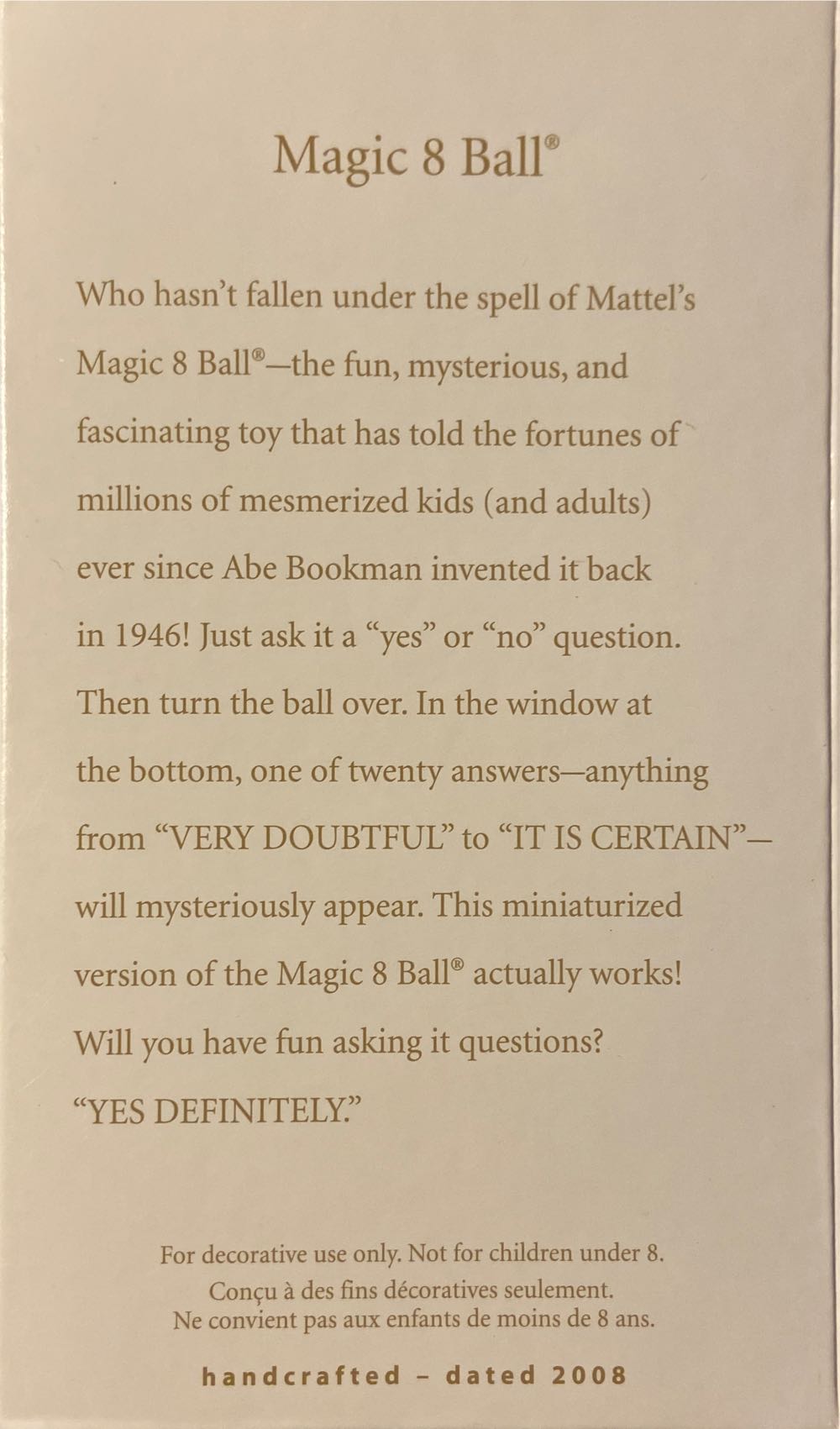 Magic 8 Ball - Magic 8 Ball (Toys) ornament collectible [Barcode 795902040659] - Main Image 2