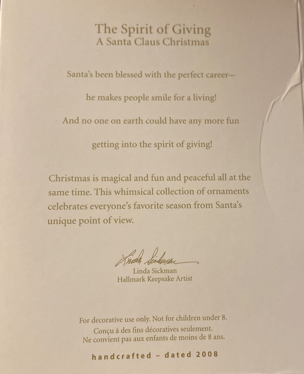 The Spirit Of Giving - A Santa Claus Christmas ornament collectible [Barcode 795902041021] - Main Image 2