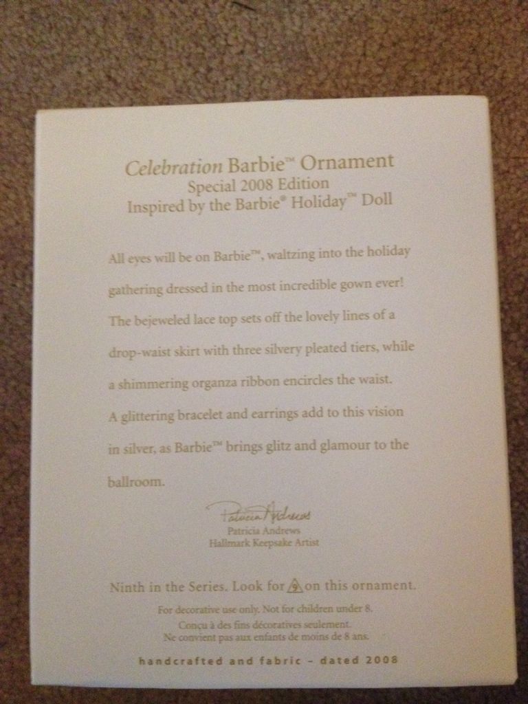 2008 Holiday Barbie - Celebration Barbie (Barbie) ornament collectible [Barcode 795902042974] - Main Image 2