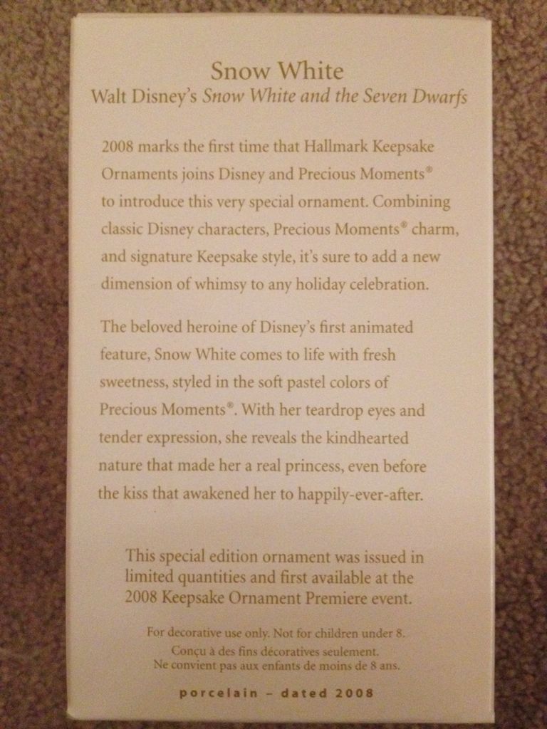 Snow White - Disney Precious Moments (Disney Precious Moments) ornament collectible [Barcode 795902043841] - Main Image 2