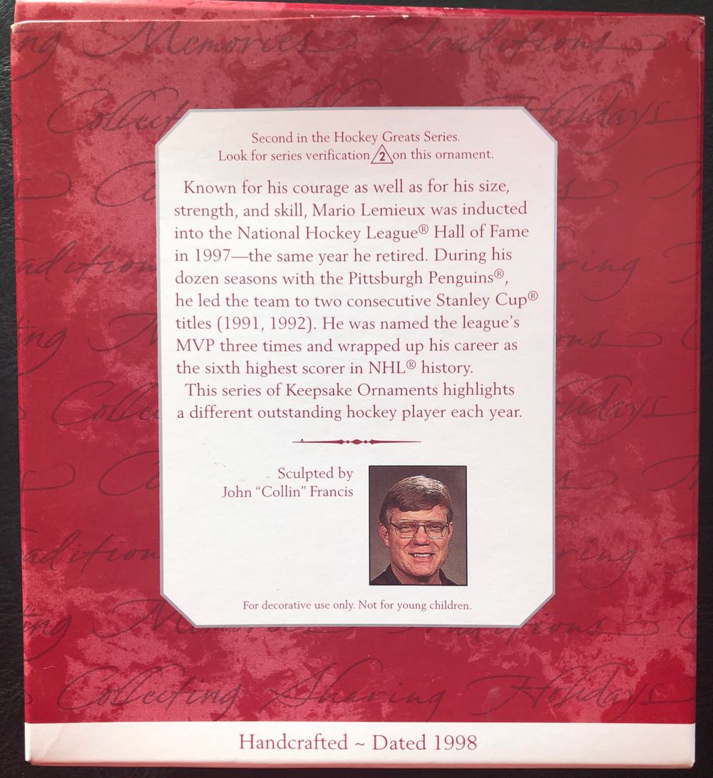 Mario Lemieux - Hockey Greats (Pittsburgh Penguins) ornament collectible [Barcode 015012432381] - Main Image 2