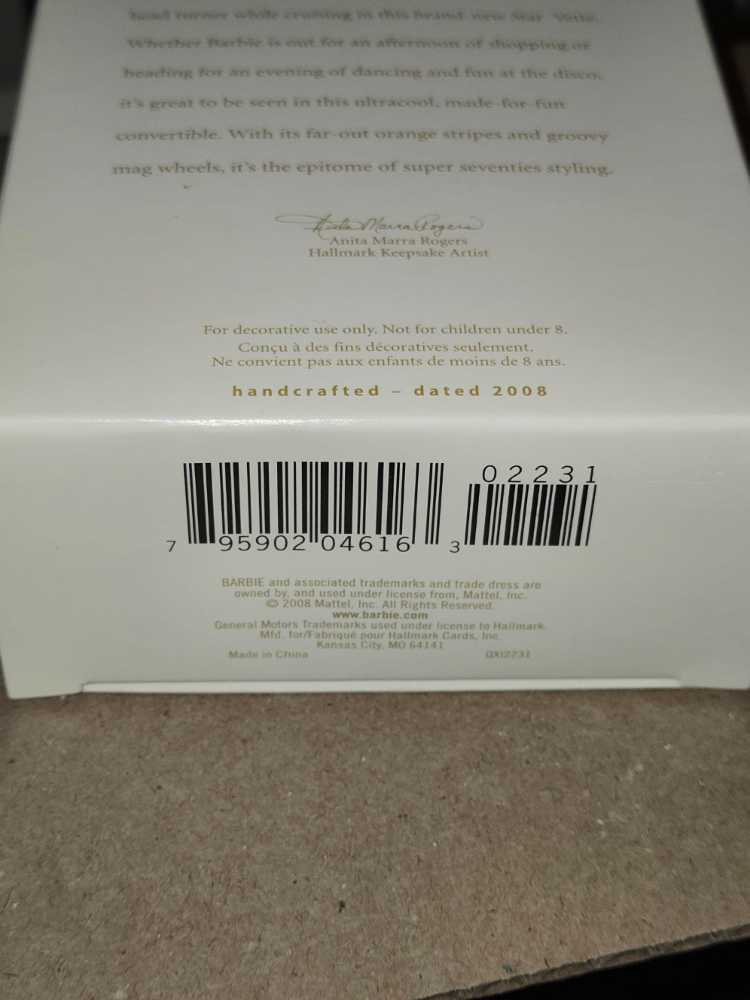 Barbie Star ‘Vette - Hallmark Keepsake (Barbie) ornament collectible [Barcode 795902046163] - Main Image 3