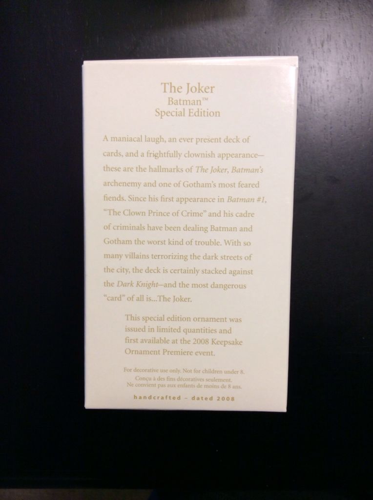 The Joker - Batman (Limited Quantity) ornament collectible [Barcode 795902051990] - Main Image 2