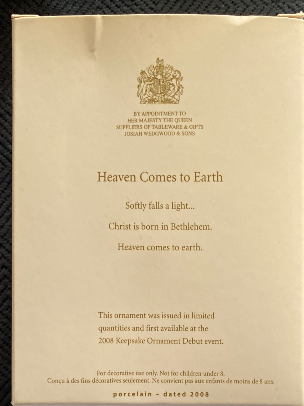 Wedgwood - Heaven Comes to Earth - Nativity (Nativity) ornament collectible [Barcode 795902056285] - Main Image 3