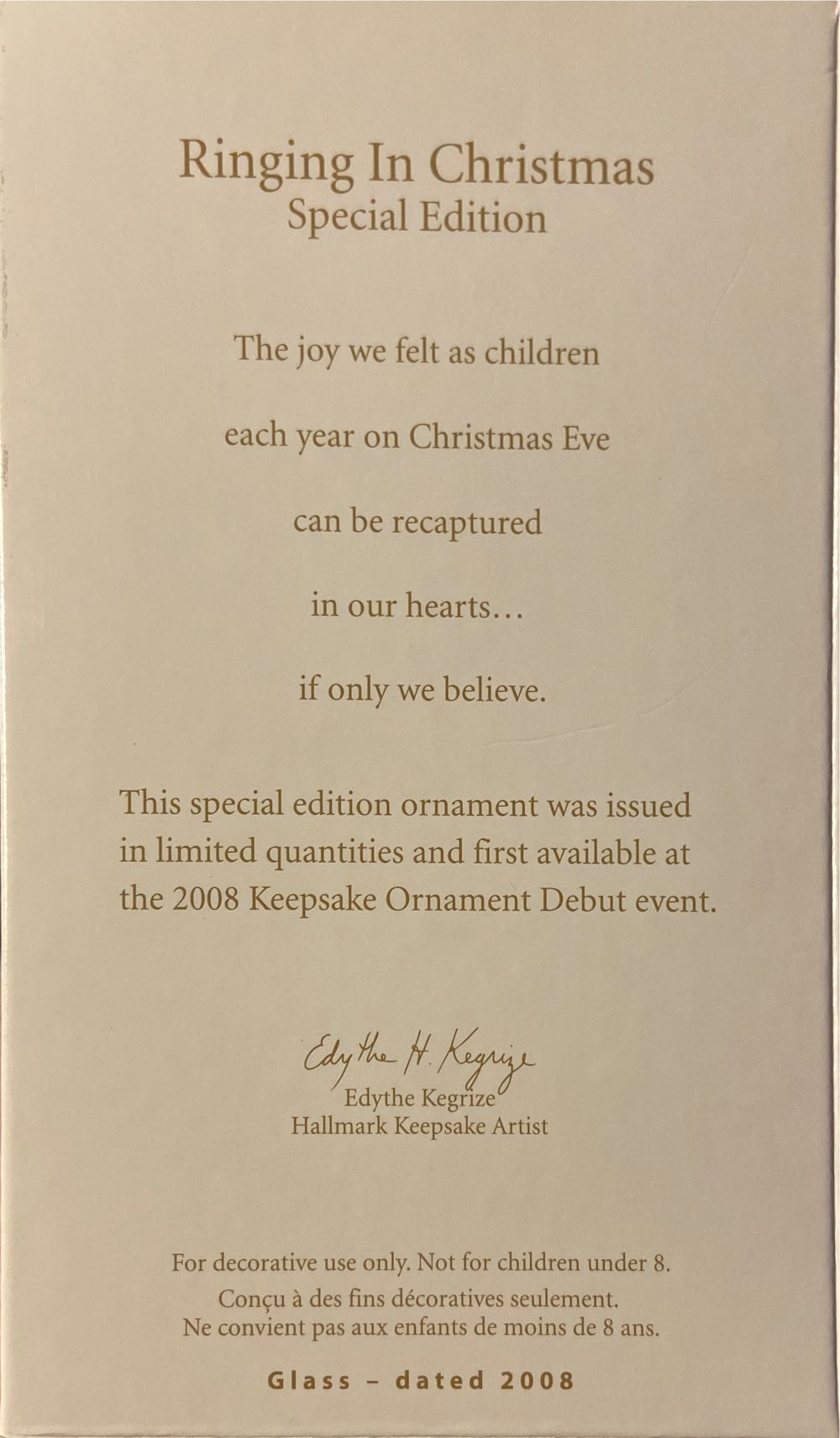 Ringing in the Christmas  (Bells) ornament collectible [Barcode 795902056292] - Main Image 2