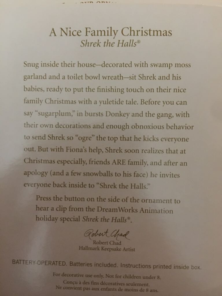 A Nice Family Christmas - Shrek The Halls (Movies & TV) ornament collectible [Barcode 795902056490] - Main Image 2