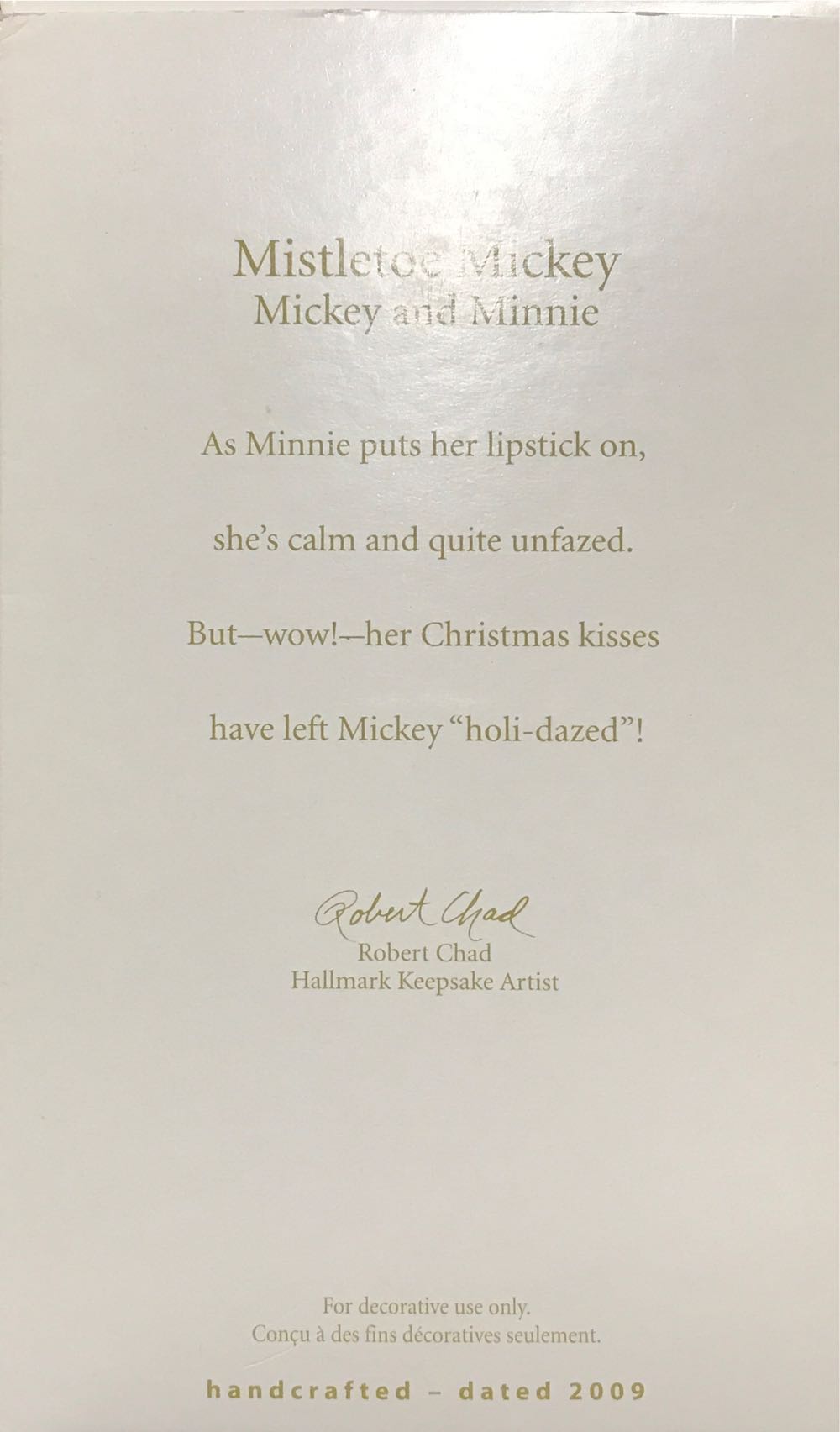 Mistletoe Mickey - Disney - Mickey and Minnie (Mickey And Minnie) ornament collectible [Barcode 795902078829] - Main Image 2