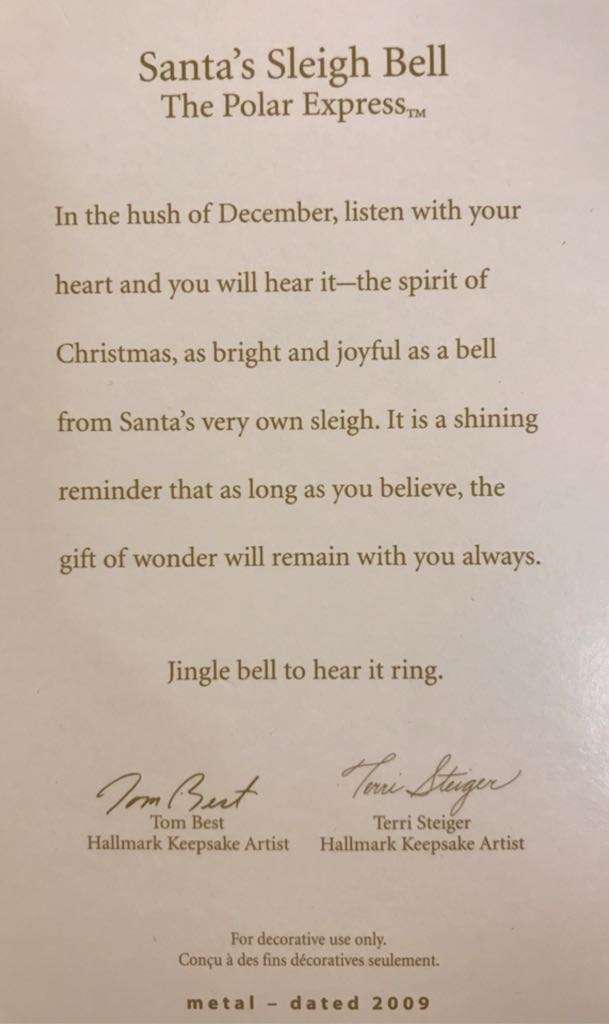 Santa’s Sleigh Bell - Santa’s Sleigh Bell (The Polar Express) ornament collectible [Barcode 795902078881] - Main Image 2