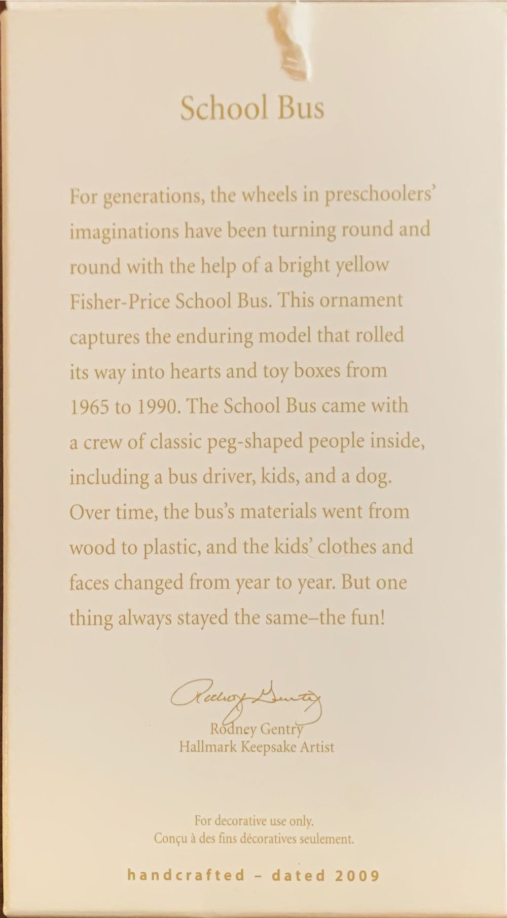 Fisher Price School Bus - Fisher Price (Toys) ornament collectible [Barcode 795902079000] - Main Image 2